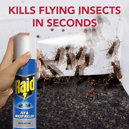 Raid Rapid Action Fly & Wasp Killer, Fly Killer Spray For Indoor Use, Pack of 6 (6 x 300ml)