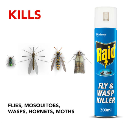 Raid Rapid Action Fly & Wasp Killer, Fly Killer Spray For Indoor Use, Pack of 6 (6 x 300ml)