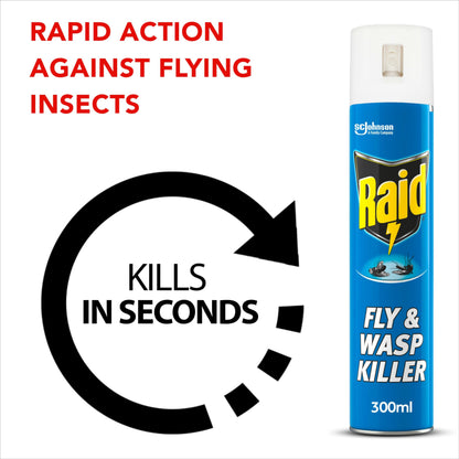 Raid Rapid Action Fly & Wasp Killer, Fly Killer Spray For Indoor Use, Pack of 6 (6 x 300ml)