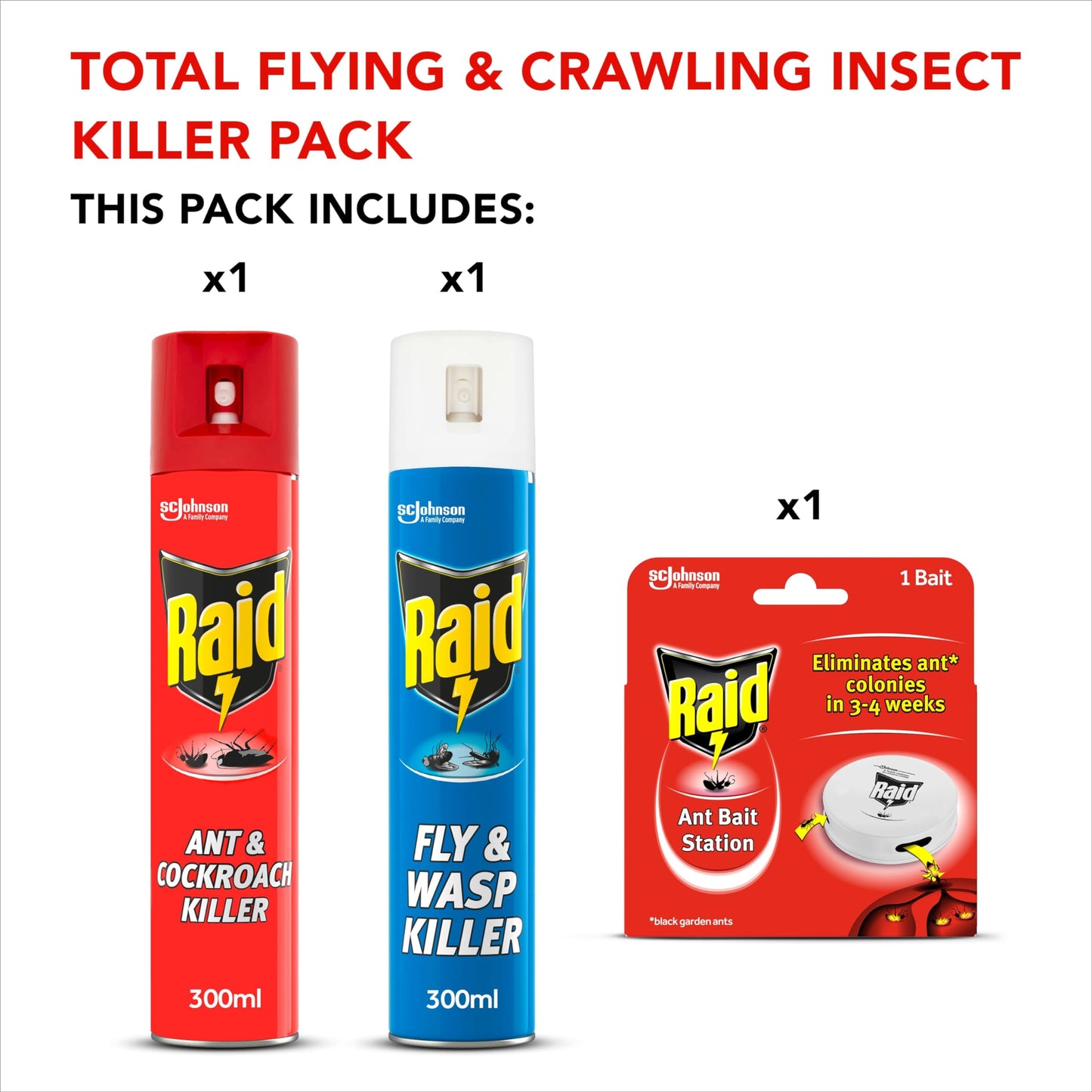 Raid Rapid Action Fly & Wasp Killer, Fly Killer Spray For Indoor Use, Pack of 6 (6 x 300ml)